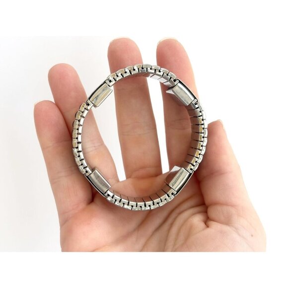 Two Toned 1970's Back Flexible Stretch Elastic Unisex Minimalist Bracelet - Picture 6 of 10